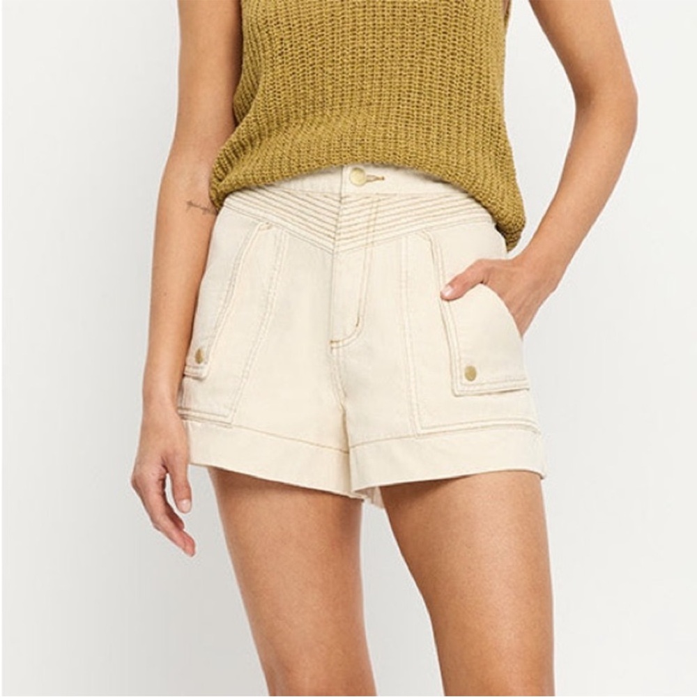 Kivari Cream High Waist Utility Shorts